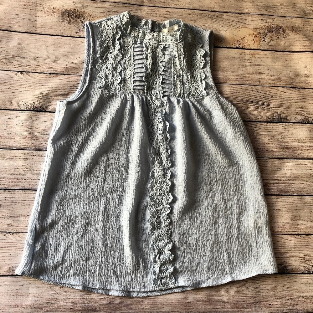NWT Mine High Neck Light Blue Sleeveless Top